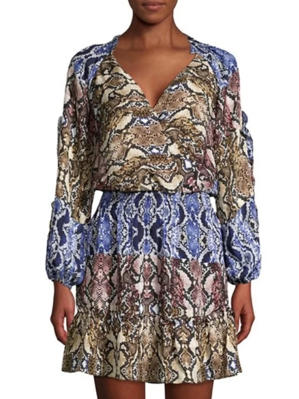 PARKER GLADIS SILK GEORGETTE SNAKESKIN PRINT DRESS FULLY LINED SIZE XS